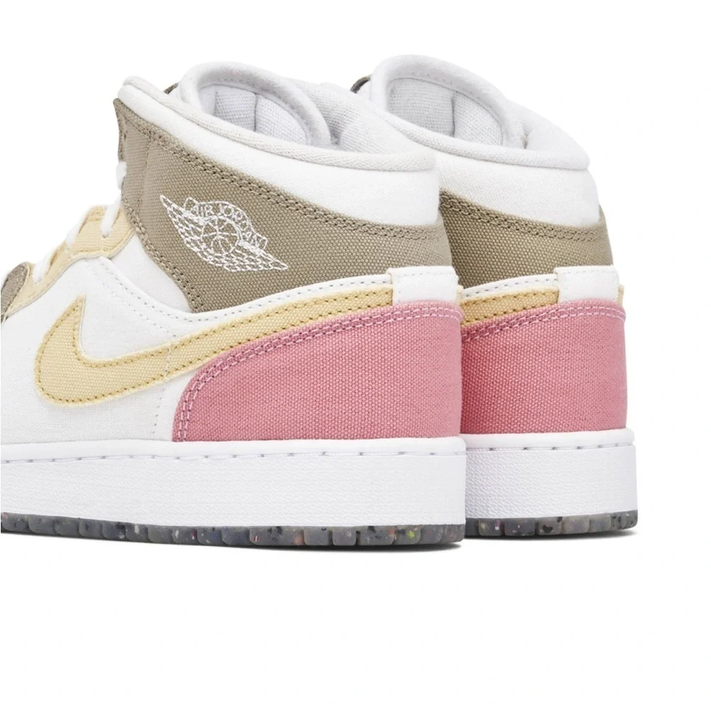 Nike Air Jordan 1 Mid SE GS Pastel Grind DJ0338-100 Pink‎ Green White Yellow 7Y